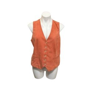 Lauren Ralph Lauren goat Suede Button-Up Vest size large Y2K preppy equestrian